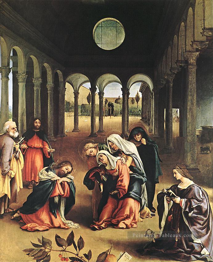 Christ prenant congé de sa mère 1521 Renaissance Lorenzo Lotto Peintures à l'huile
